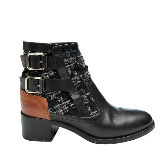 Black & Brown Boots w/Tweed - 8