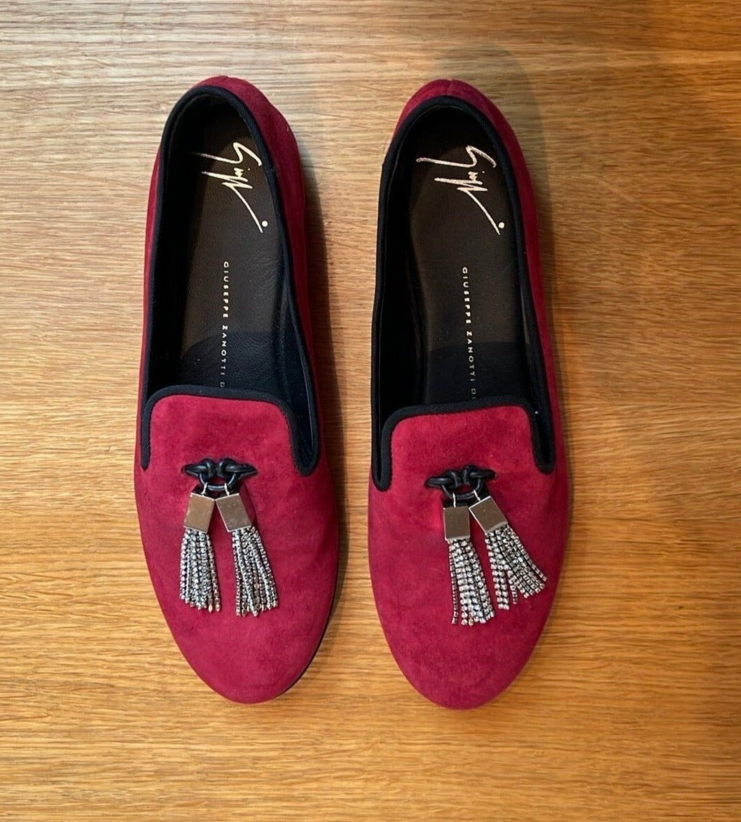 Red Suede Loafers - 7.5