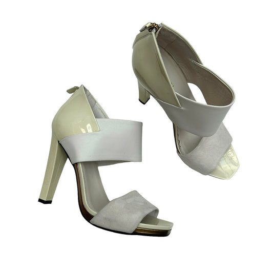 White Leather & Suede High Heels - 11