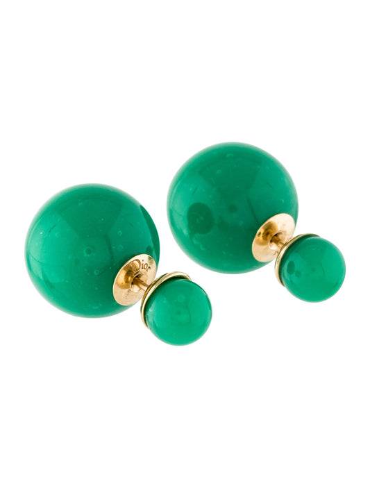 Green Mise en Dior Tribal Earrings