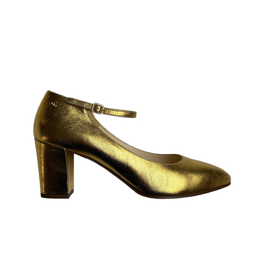 Gold Leather Heels - 10.5