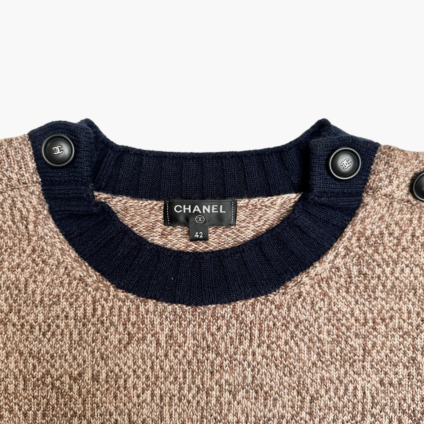 Brown Sweater w/CC logo Buttons - L