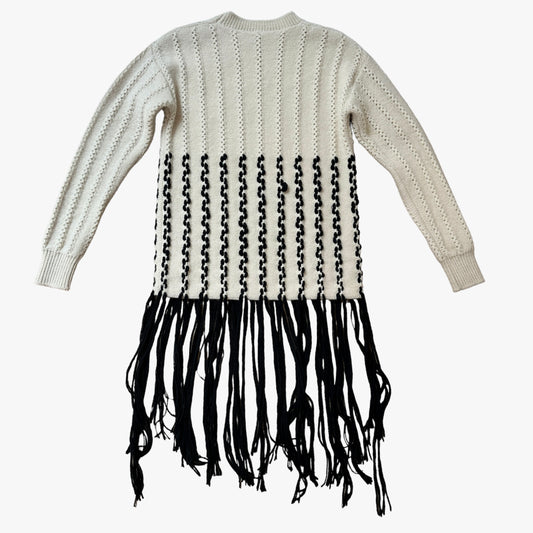 Beige Sweater w/Fringes - S