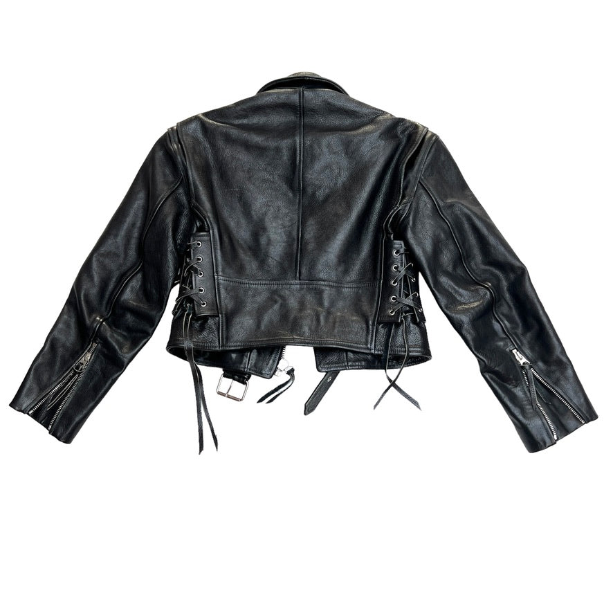 Black Moto Leather Jacket - XS