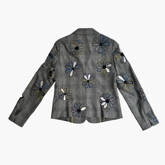 Herringbone Blazer with Flowers - M