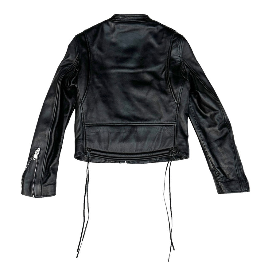 Black Leather Moto Jacket - S/M
