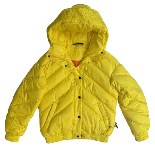 Yellow Hooded Puffer Coat - XS