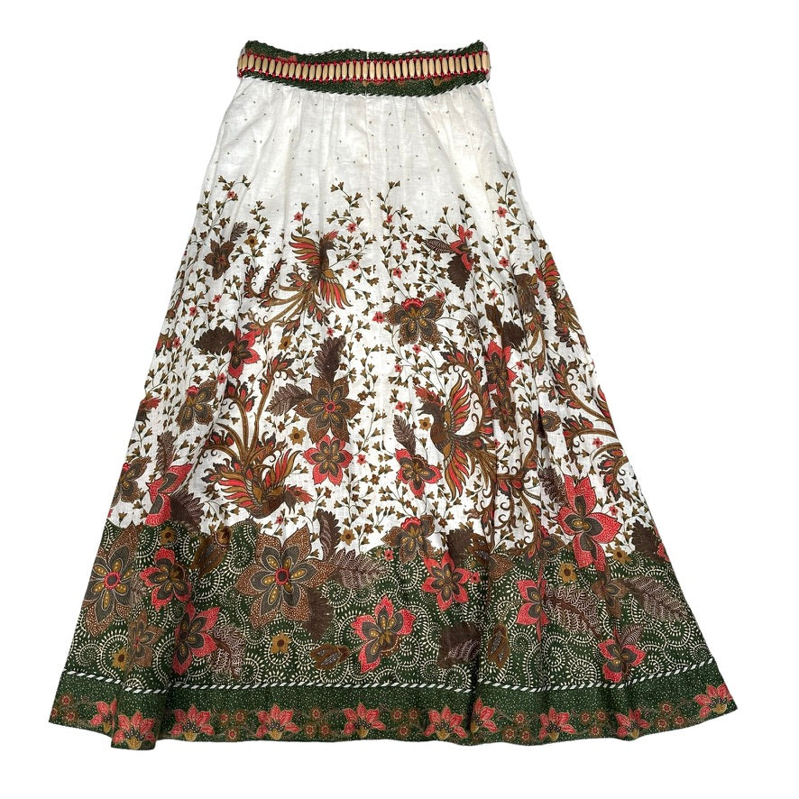 Floral Linen Skirt - M