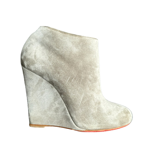 Grey Suede Heeled Booties - 8.5