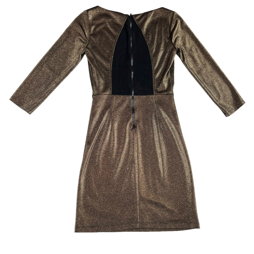 Gold Dress with Mesh Back - S