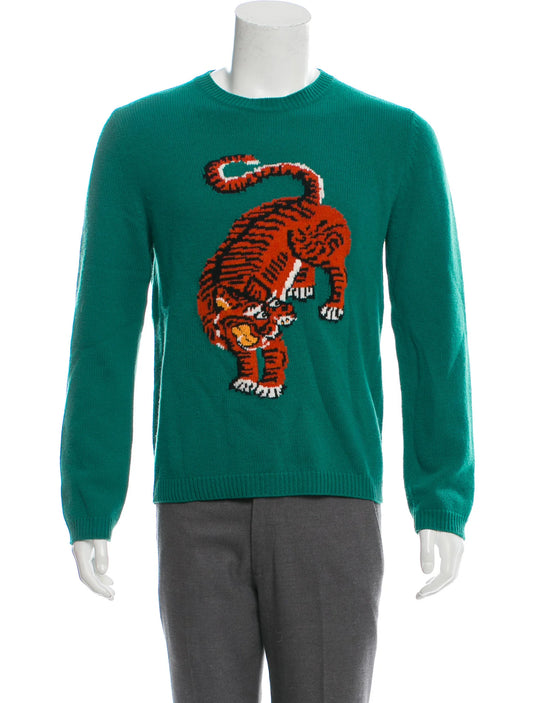 Men Wool Tiger Sweater - S