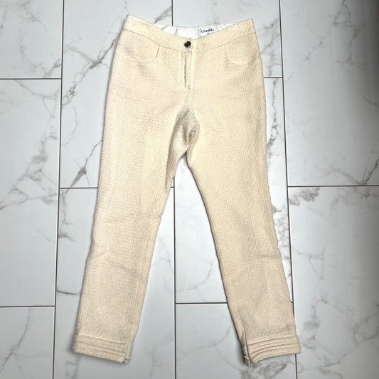 Shimmery Beige Tweed Pants - XS