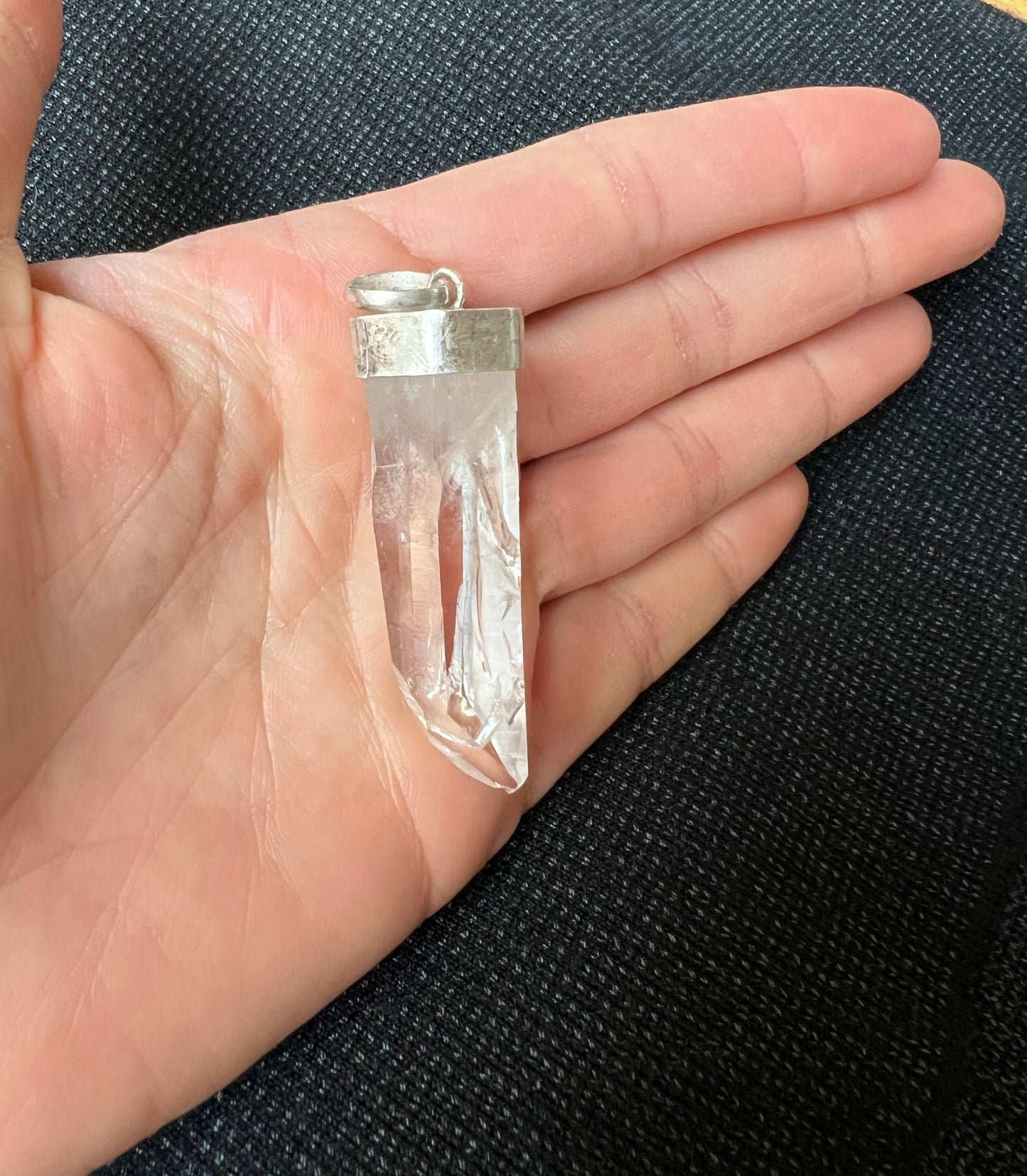 Clear Quartz Silver Pendant