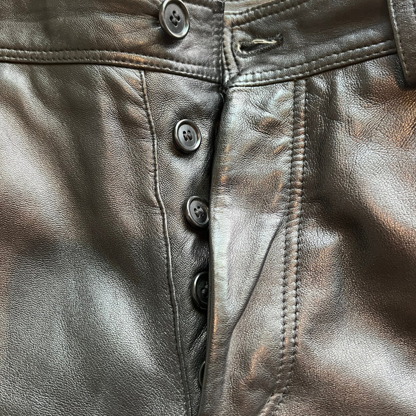 Men's Black Leather Pants - XS