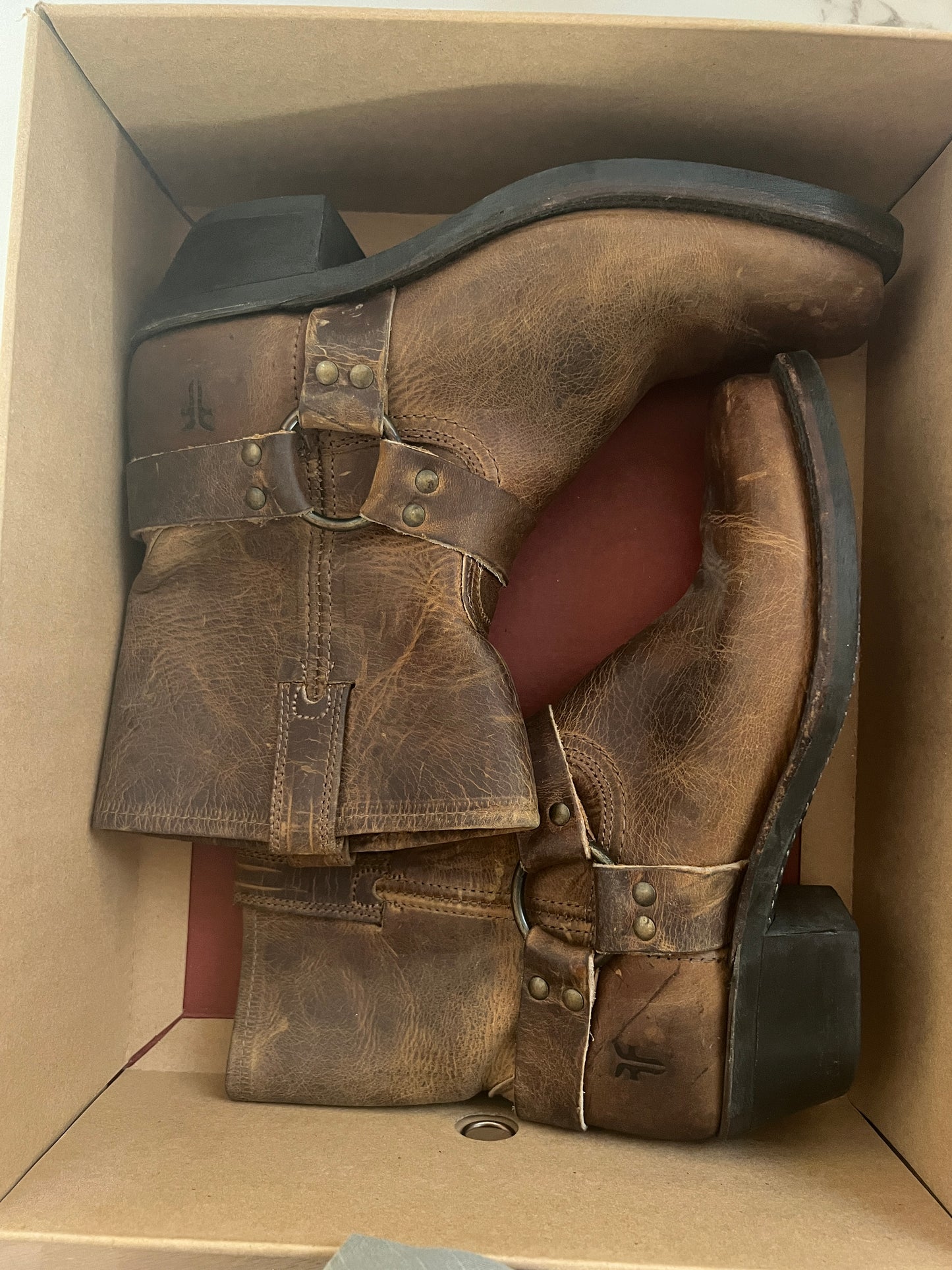 Harness '8R' Dark Brown Leather Boots - 9.5