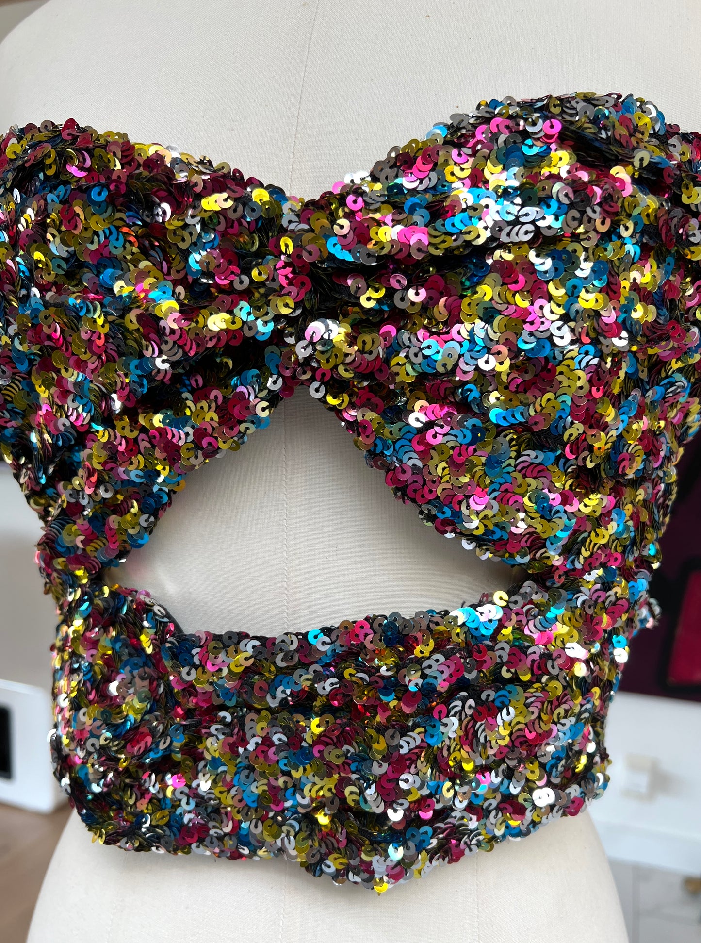 Sequins Cropped Bustier - S