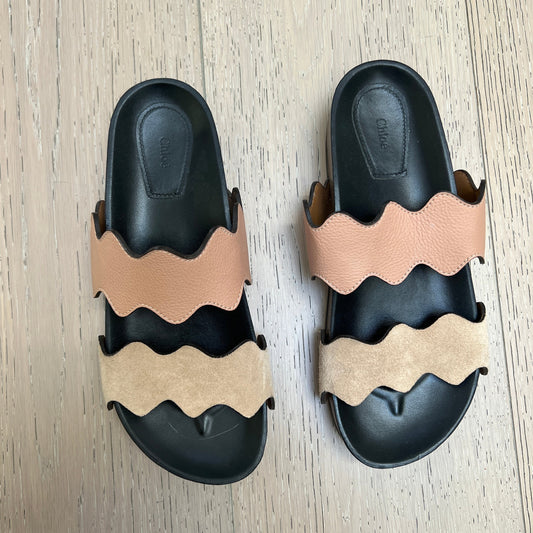 Leather Platform Slides - 7