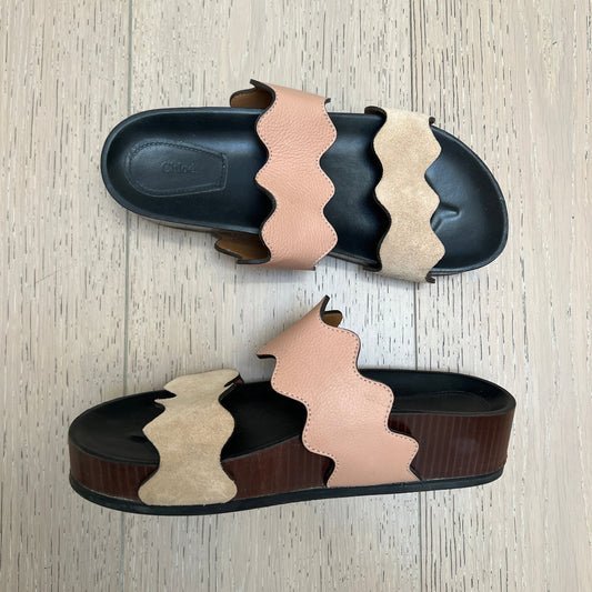 Leather Platform Slides - 7