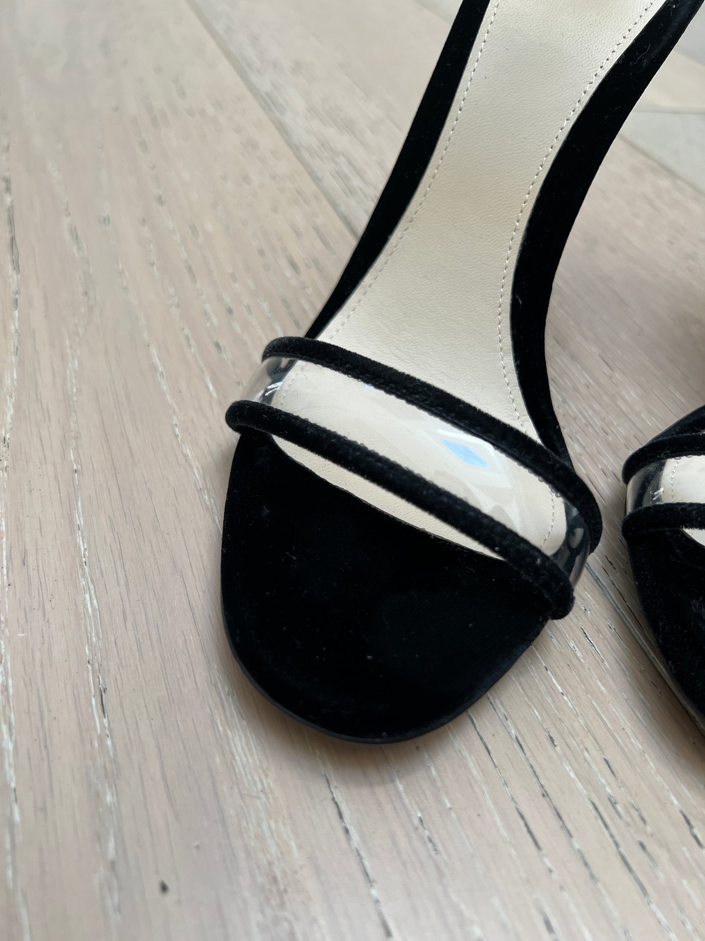 Black Suede High Heel Sandals - 7