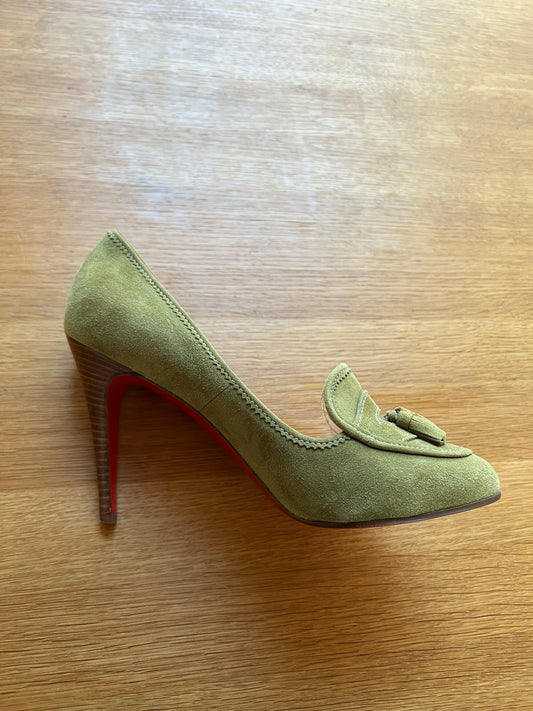 Green Suede High Heels - 9.5