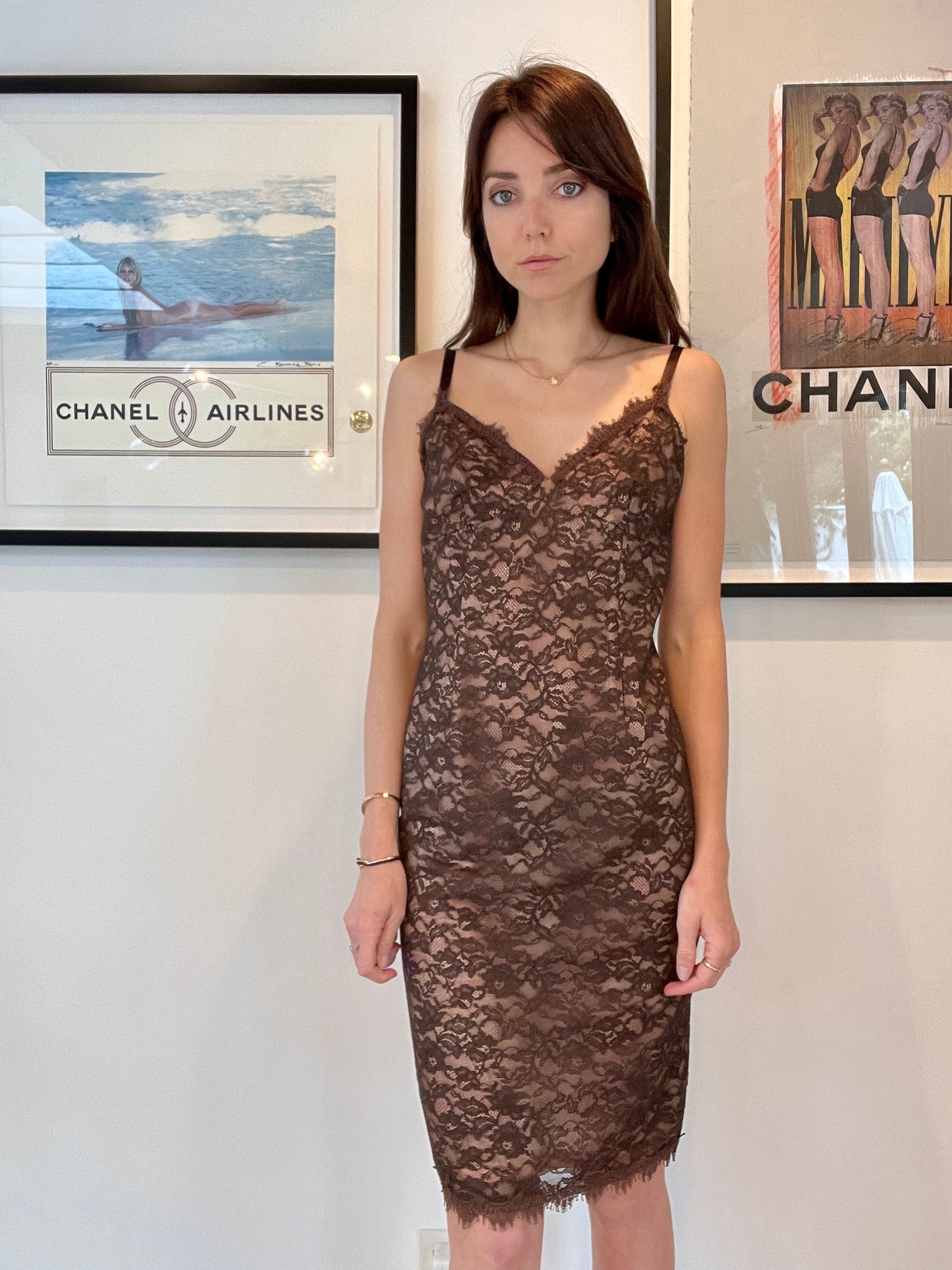 Brown Lace Dress - 8