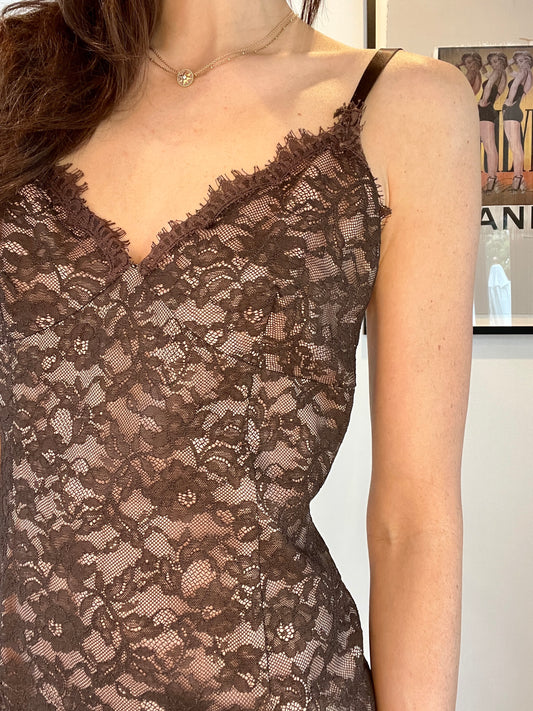 Brown Lace Dress - 8