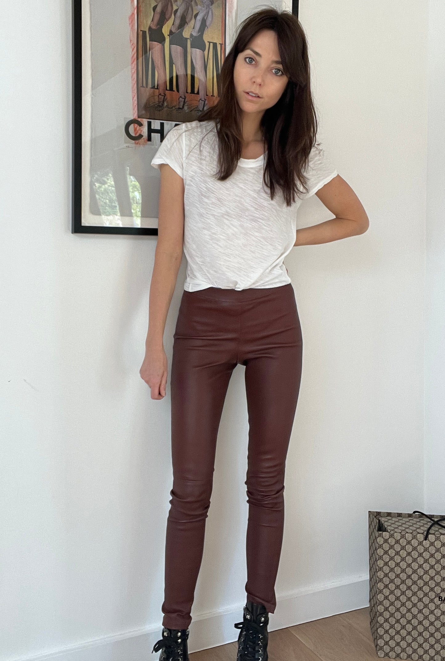 Burgundy Leather Pants - 0