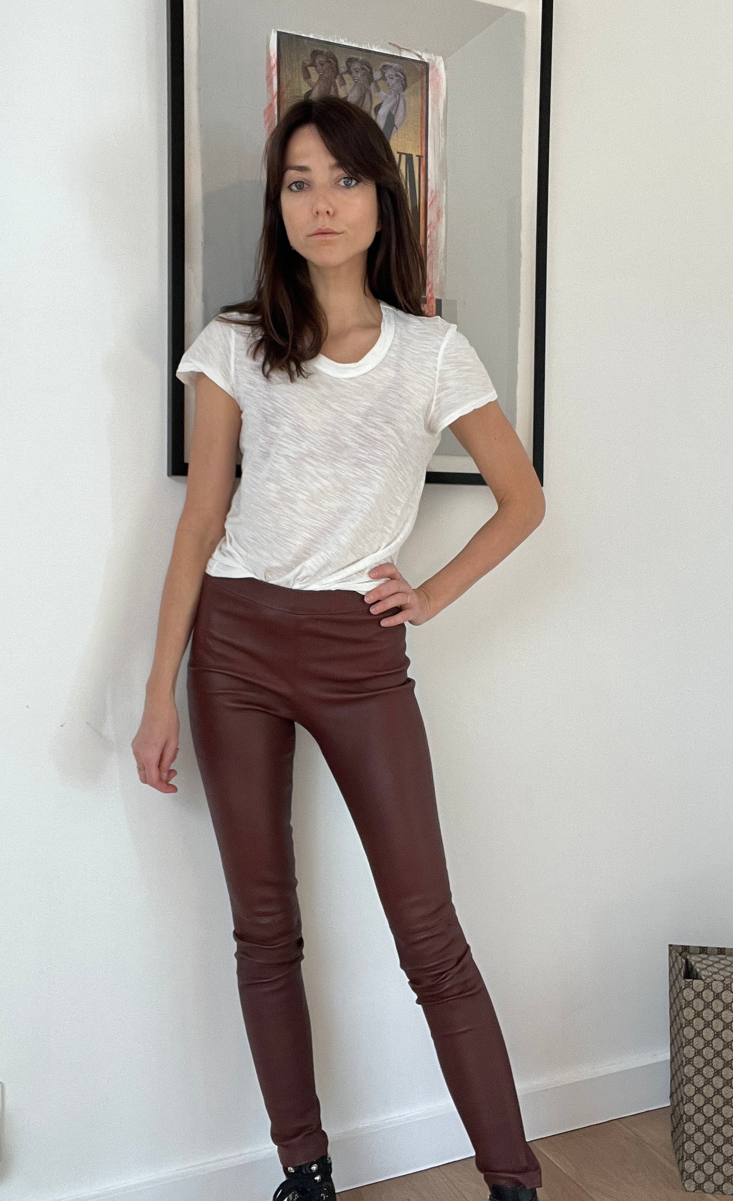 Burgundy Leather Pants - 0