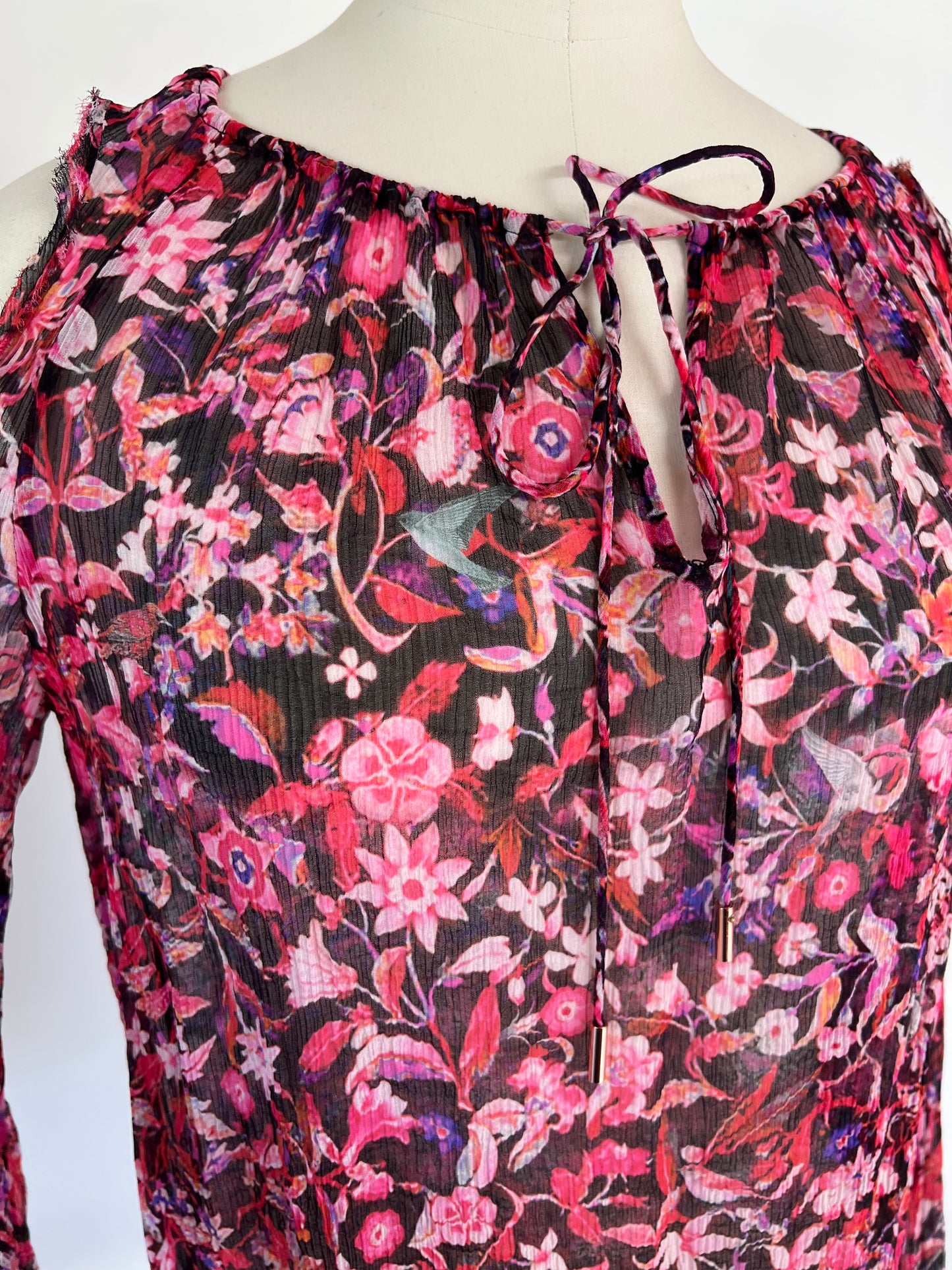 Silk Floral Print Blouse - XS