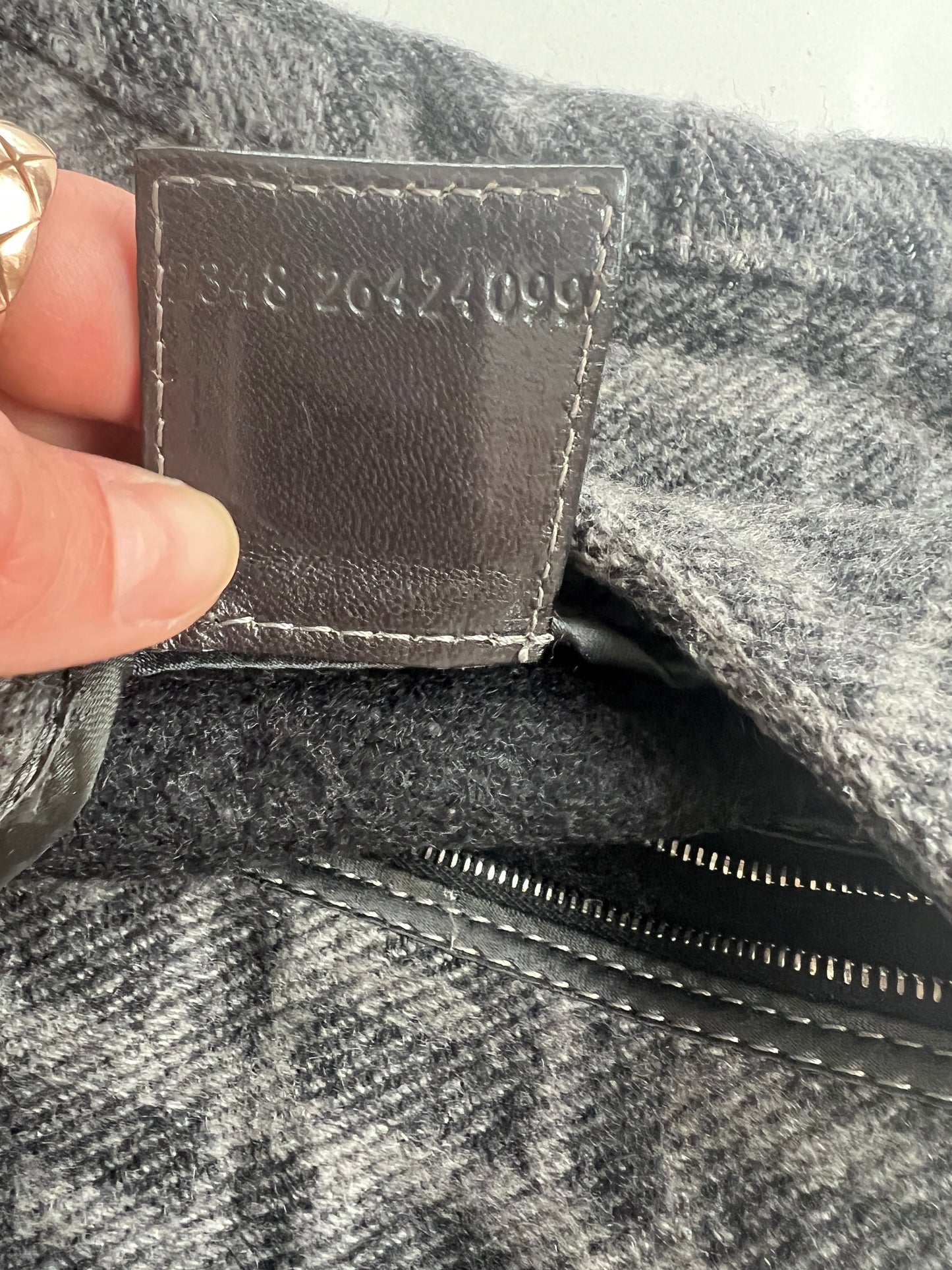 Grey Wool Baguette Bag