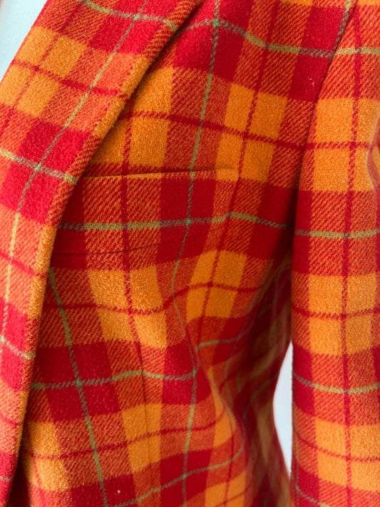 Vintage Orange Checker Blazer - M