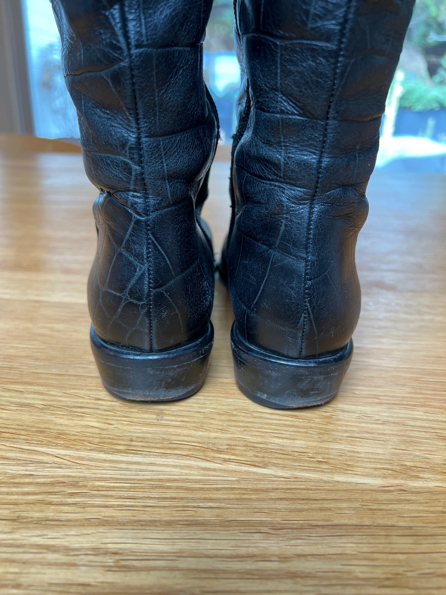 Tall Flat Italian Leather Boots - 7.5