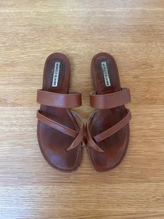 Brown Leather Sandals - 8