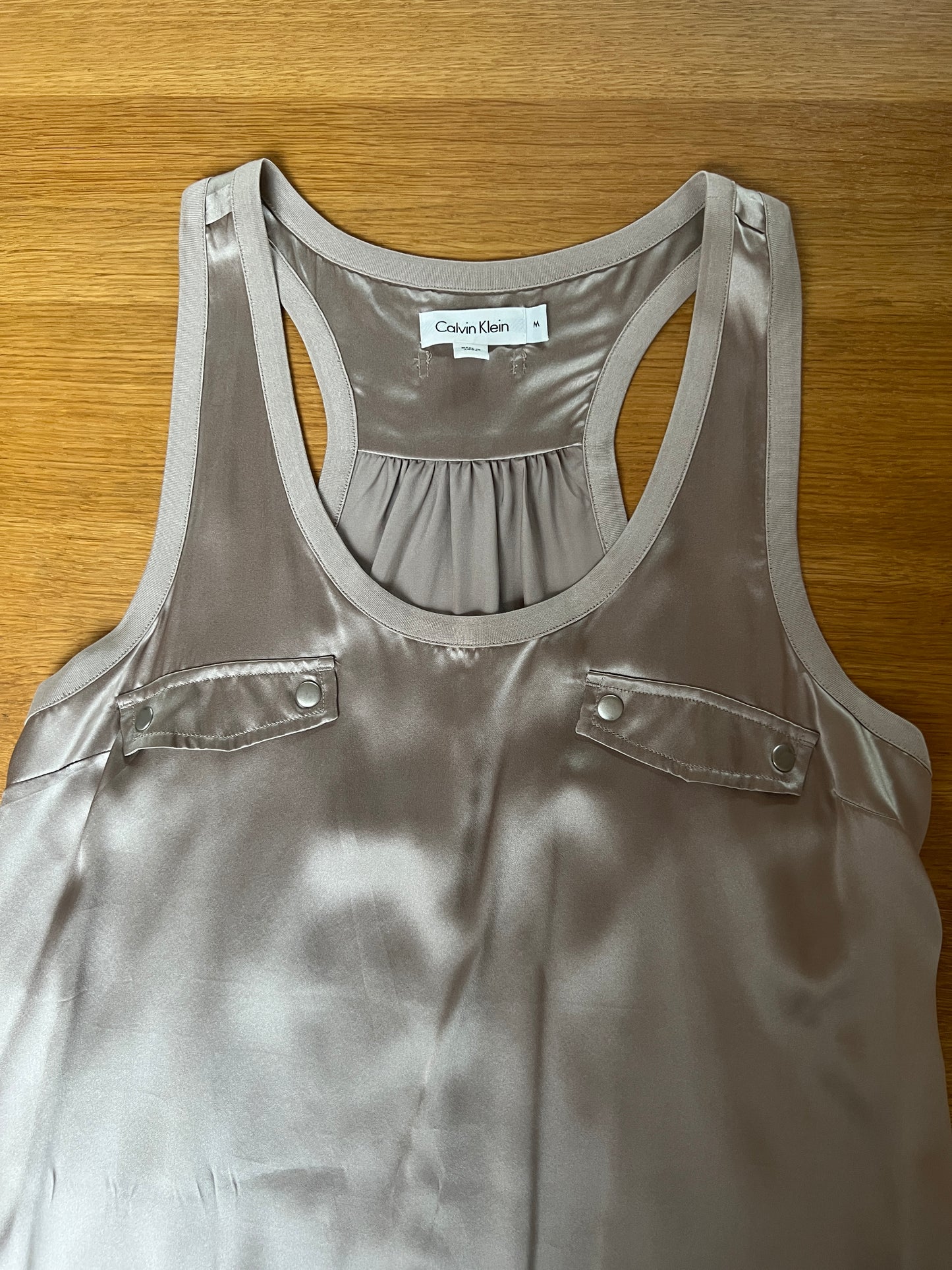 Beige Silk Tank Top - M