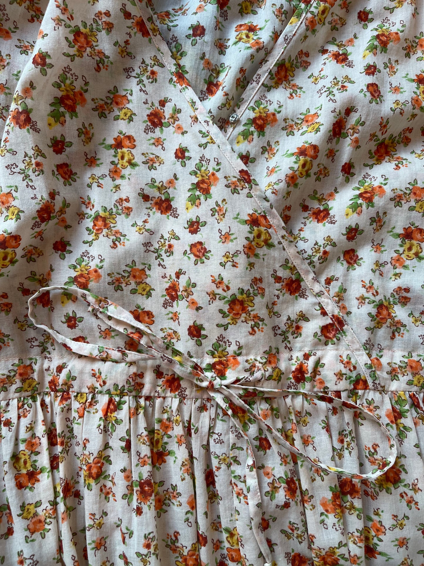 Peach & Cream Floral Dress - XS