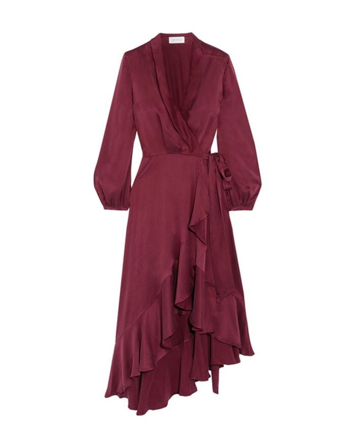 Silk Wrap Dress Midi - 0