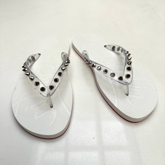 White Rubber Flip Flops w/Spikes - 11