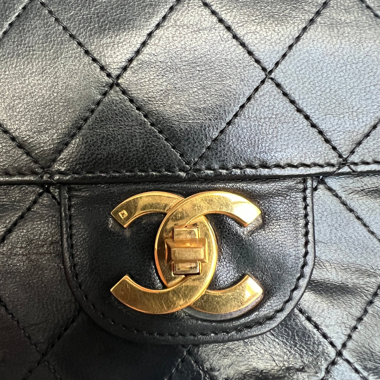 Black Leather Classic Flap Bag