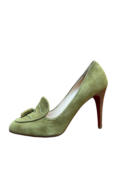 Green Suede High Heels - 9.5