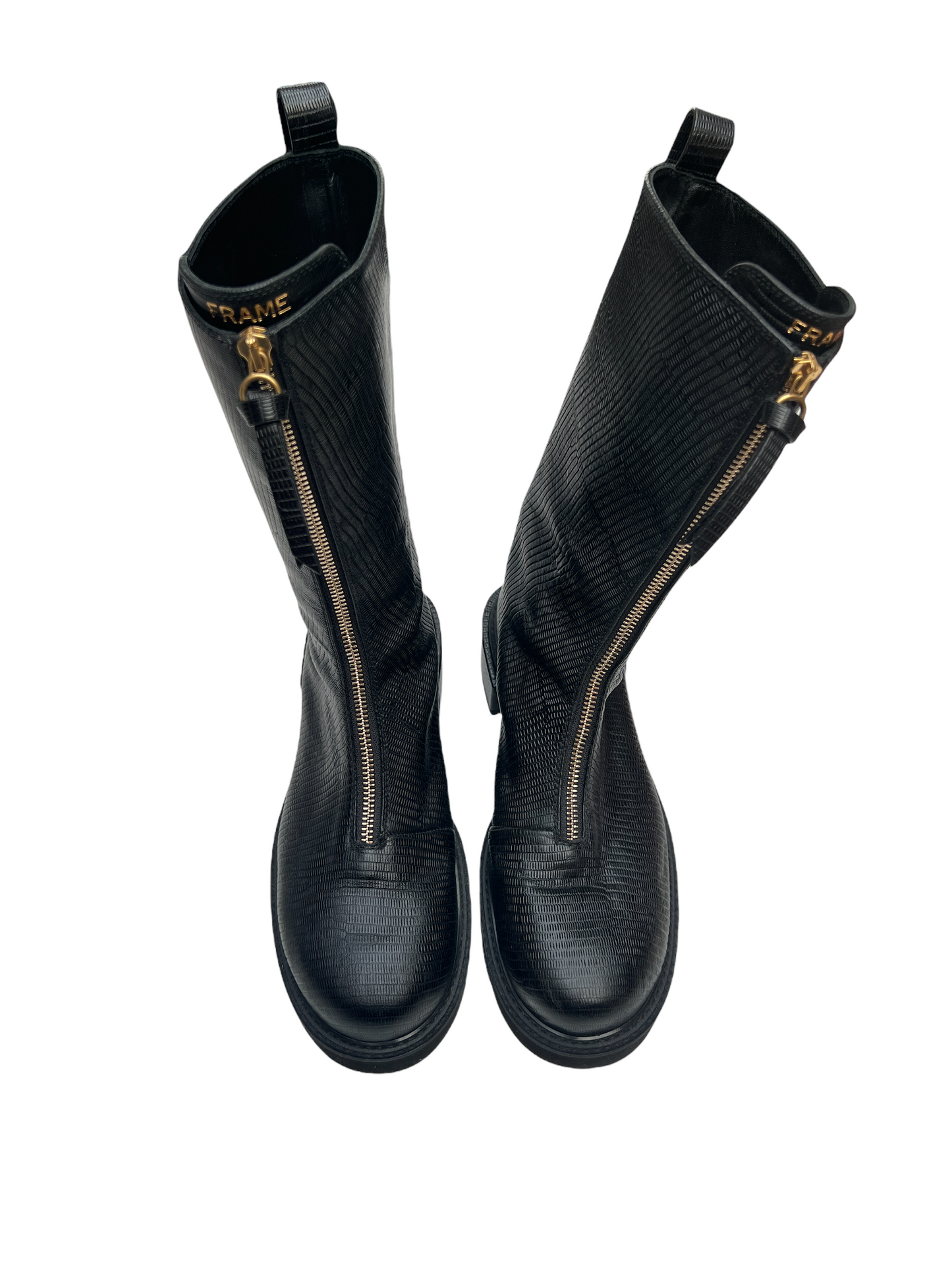 Black Leather Combat Boots - 10