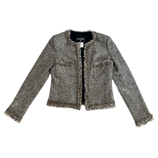Black, Cream & Gold Tweed Jacket - S