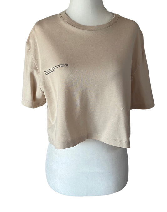 Cream Cotton Cropped T-shirt - S