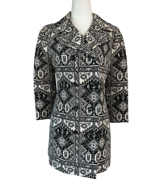 Vintage Black And White Coat - M