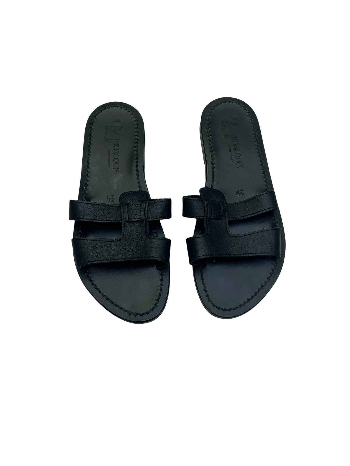 Black Leather Sandals - 7