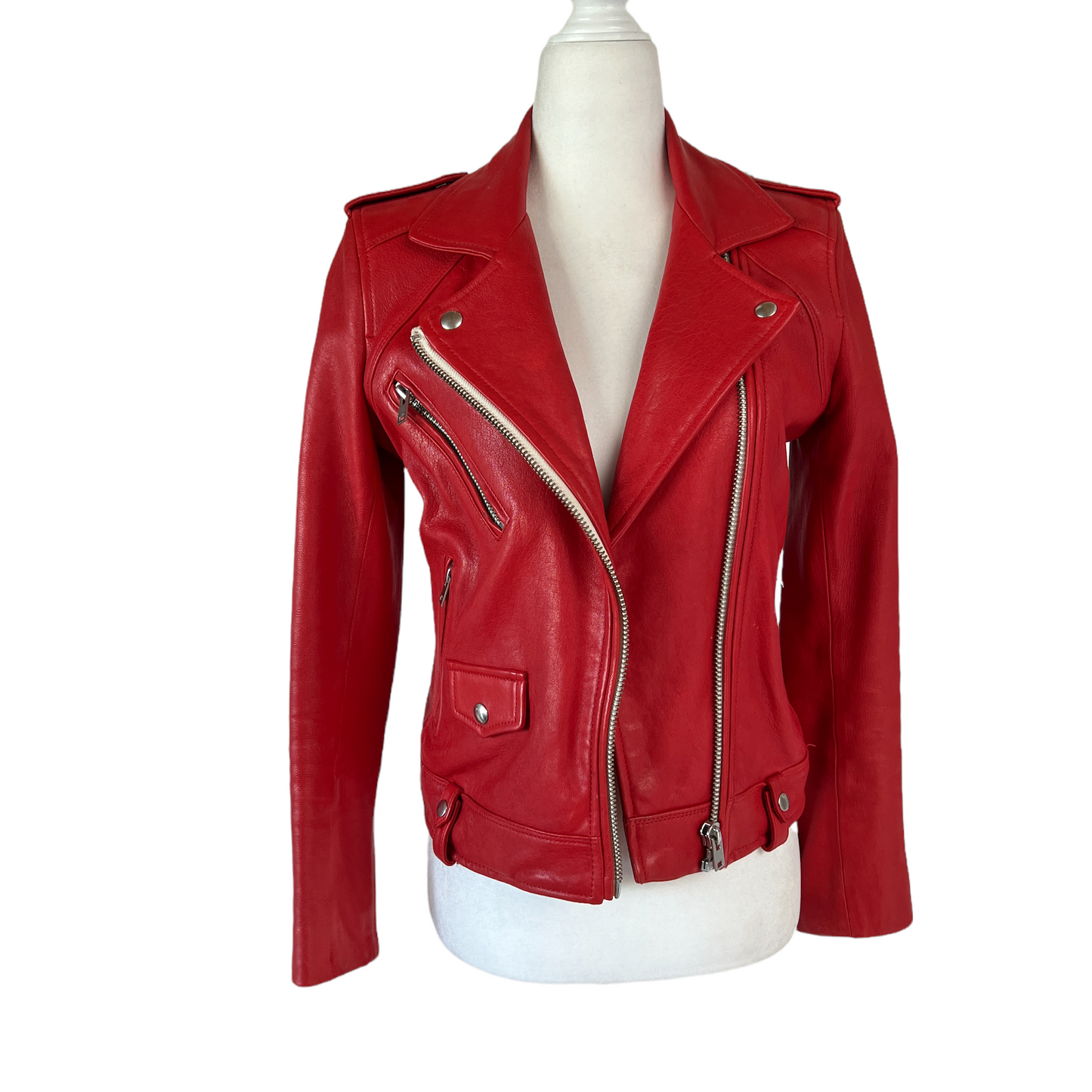 Red Leather Jacket - XS