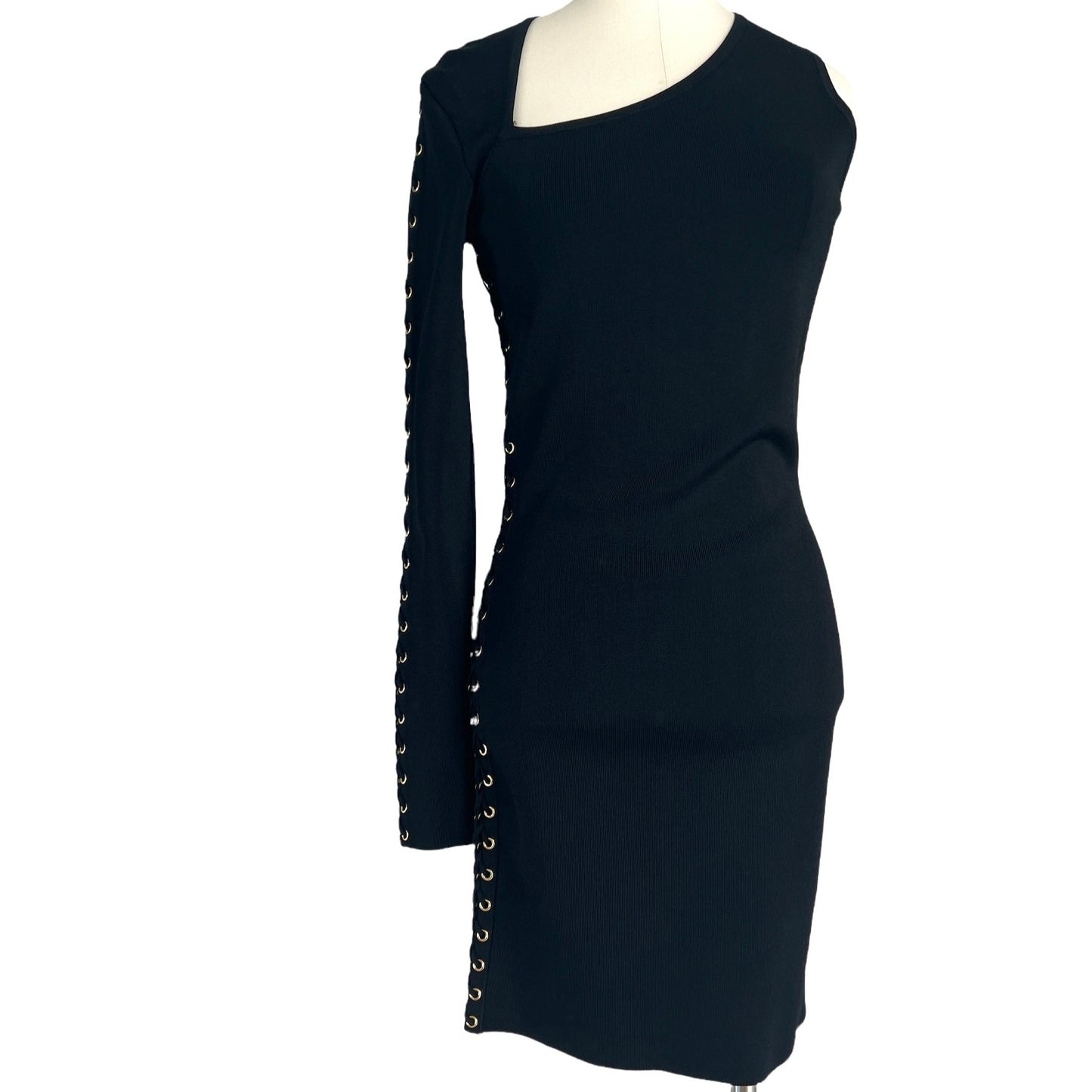 One Shoulder Black Dress - 6