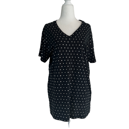 Black Tshirt with crystals - M