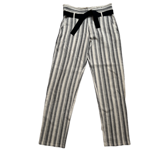 Black & White Cotton Pants with Belt - M