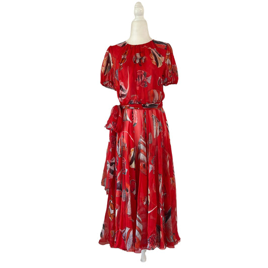 Red Silk Dress - M