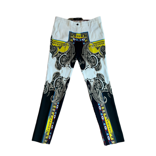 Cream Printed Pants - S